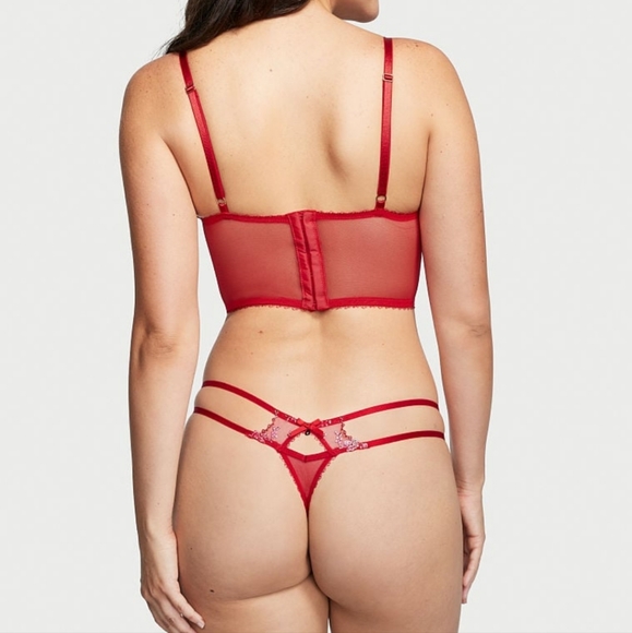 🍒NWT🍒 VS VERY SEXY FLORAL EMBROIDERY BUSTIER & THONG SET - Picture 4 of 11